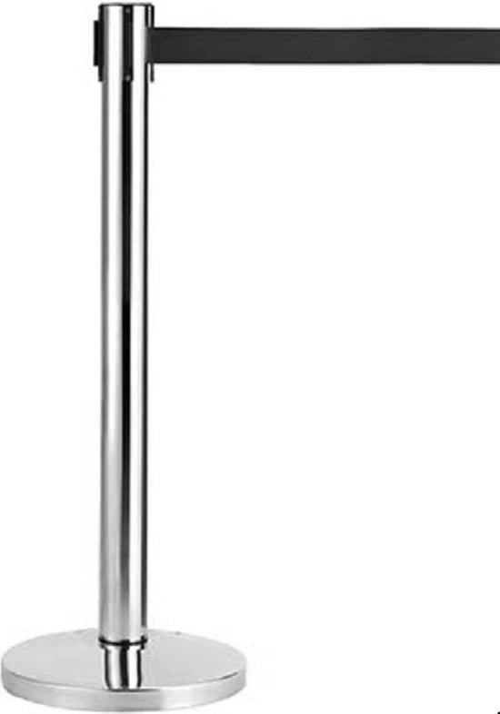 Professionele afzetpaal matzwart of verchroomd RVS – 2,30 m uittrekbare riem - Afbeelding 9