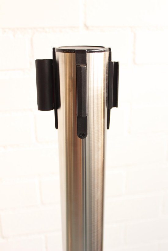 Professionele afzetpaal matzwart of verchroomd RVS – 2,30 m uittrekbare riem - Afbeelding 10