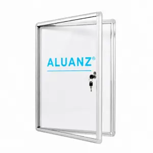 Aluanz postervitrine met magnetisch whiteboard