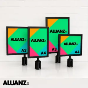 Stalen posterframe A4 / A3 voor afzetpaal – insteekkader