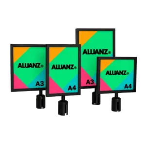 Stalen posterframe A4 / A3 voor afzetpaal – insteekkader
