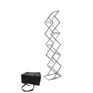 Brochurehouder 6-vaks A4 – aluminium zigzag model incl. gevoerde tas