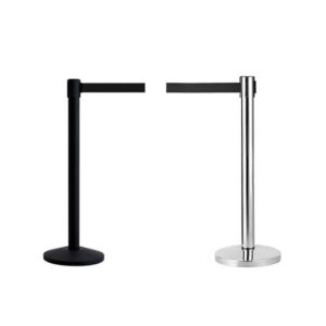 Professionele afzetpaal matzwart of verchroomd RVS – 2,30 m uittrekbare riem