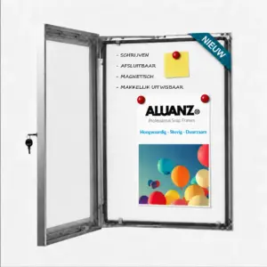 Postervitrine met magnetisch A2 whiteboard - outdoor & indoor