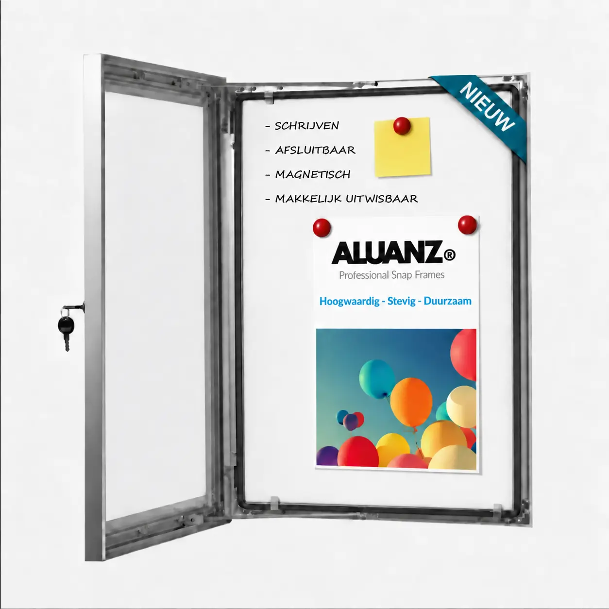 Postervitrine met magnetisch A2 whiteboard - outdoor & indoor