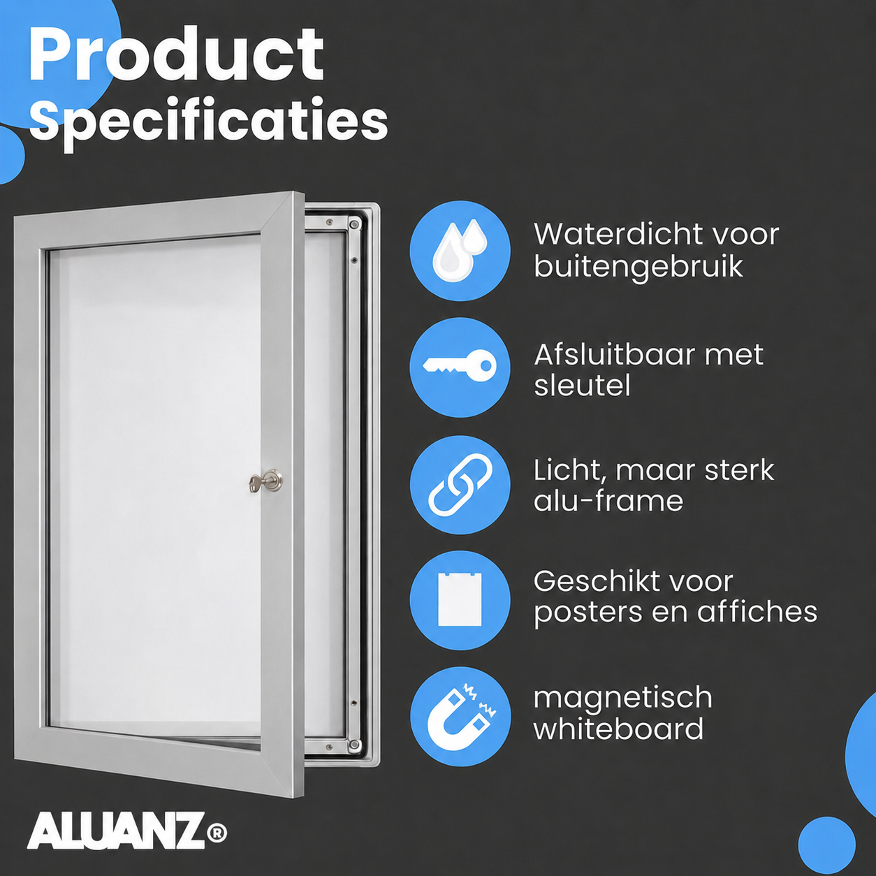Postervitrine met magnetisch A2 whiteboard - outdoor & indoor - Afbeelding 4